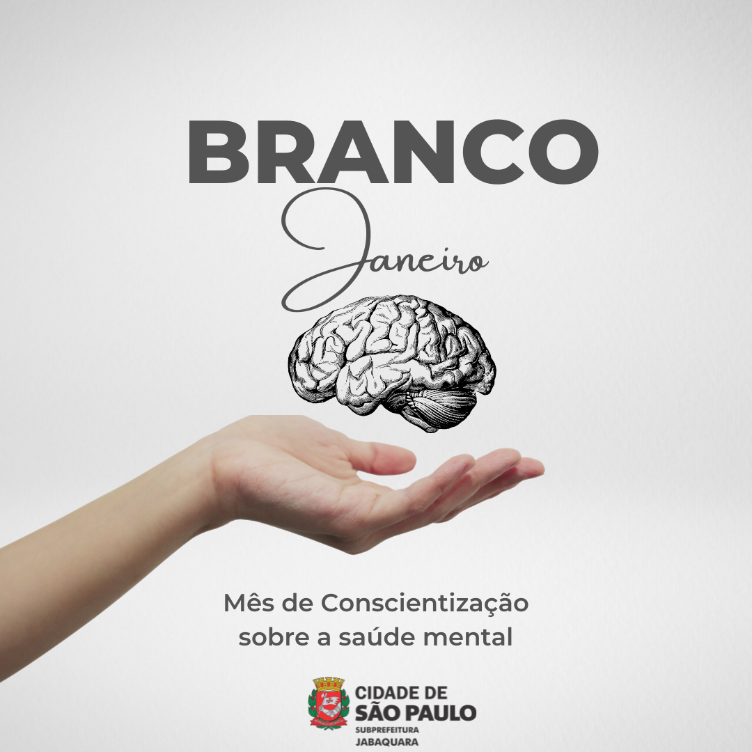 O Janeiro Branco é um convite para refletirmos sobre a nossa saúde mental e emocional. Cuidar de si mesmo não é luxo, é necessidade! 💭✨ A Subprefeitura do Jabaquara apoia essa campanha que busca conscientizar a população sobre a importância de falar sobre saúde mental, promover o autocuidado e incentivar o acesso a redes de apoio.