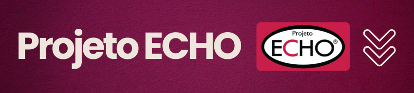 Banner superior com fundo na cor vermelho-escuro e a inscrição da logo do Projeto ECHO.