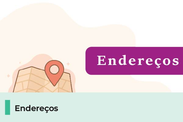 A imagem possui uma ilustração de um mapa com ponto de localização, ao lado, o texto 