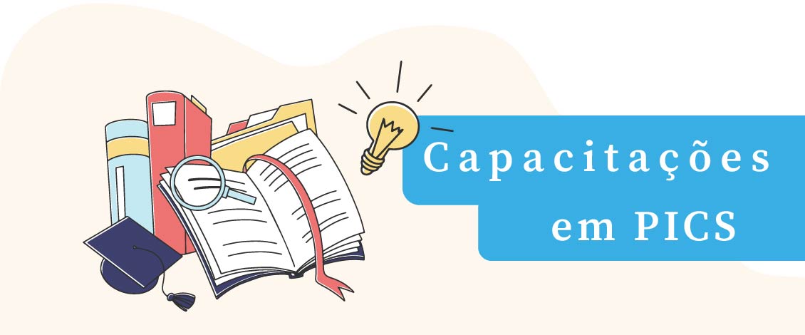 A imagem possui um fundo branco com a ilustração de livros à esquerda, um texto escrito 